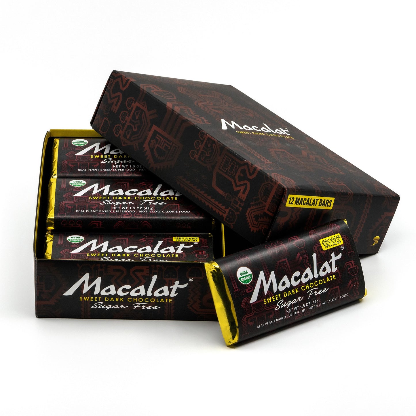 12 chocolate bars - Macalat organic zero sugar
