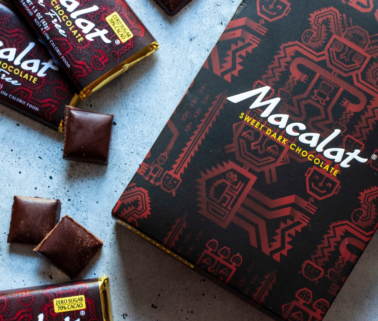 12 pack of Macalat sweet dark chocolate bars
