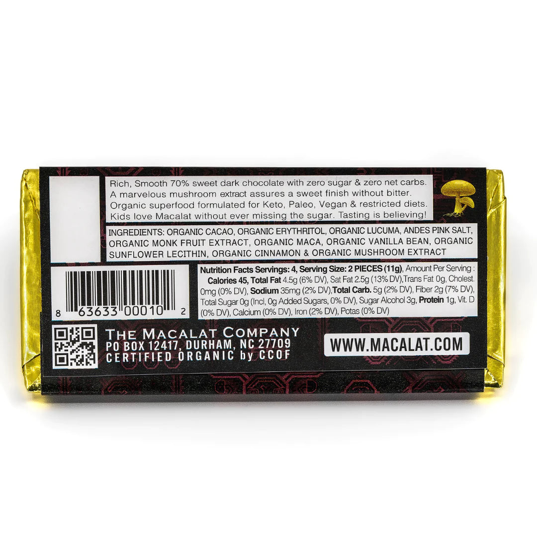 Macalat Sample Pack of 4 Organic Sweet Dark Chocolate