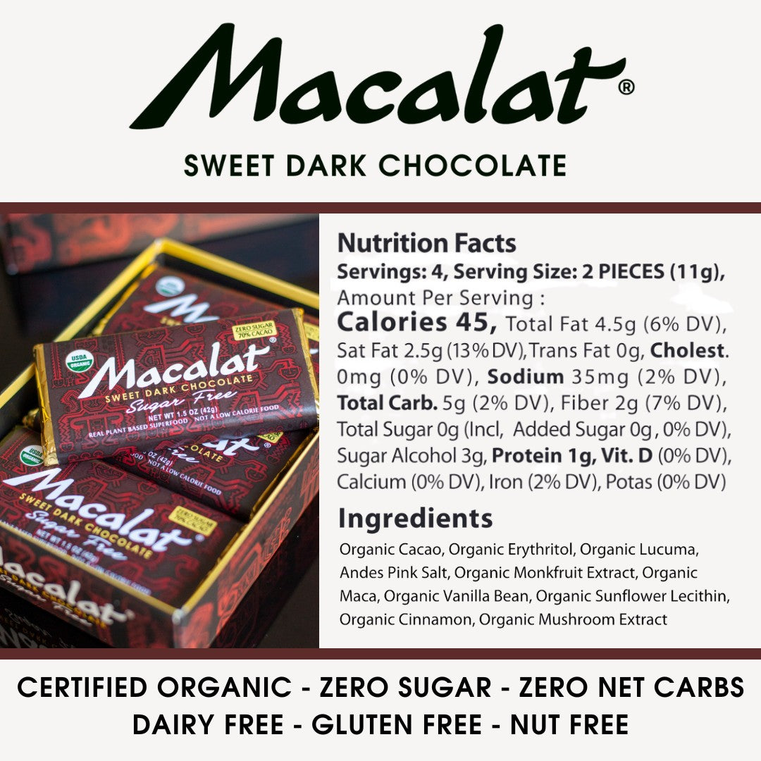 organic sweet dark chocolate from Macalat