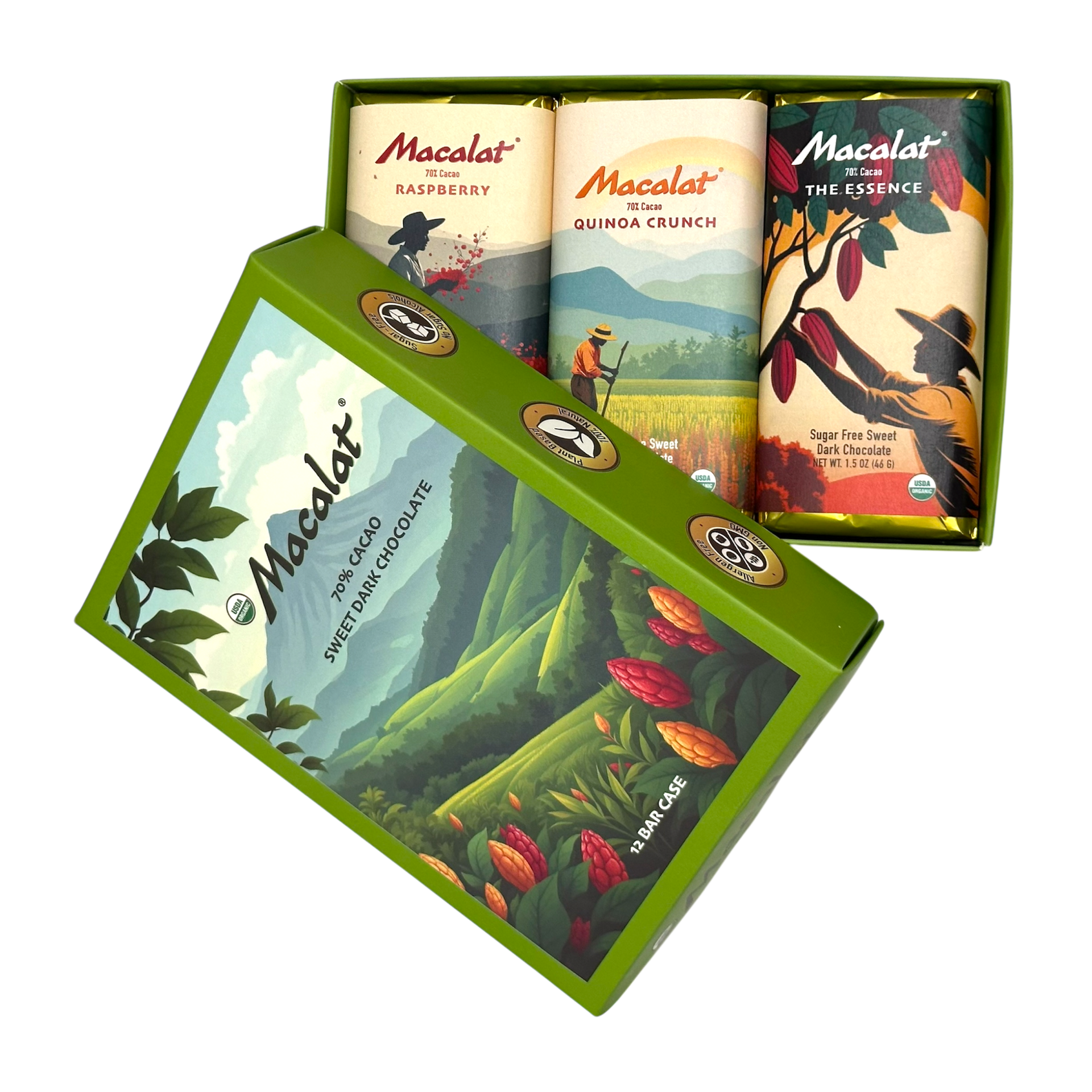 Macalat 12 Bar Sampler - Macalat Sugar Free Sweet Dark Chocolate