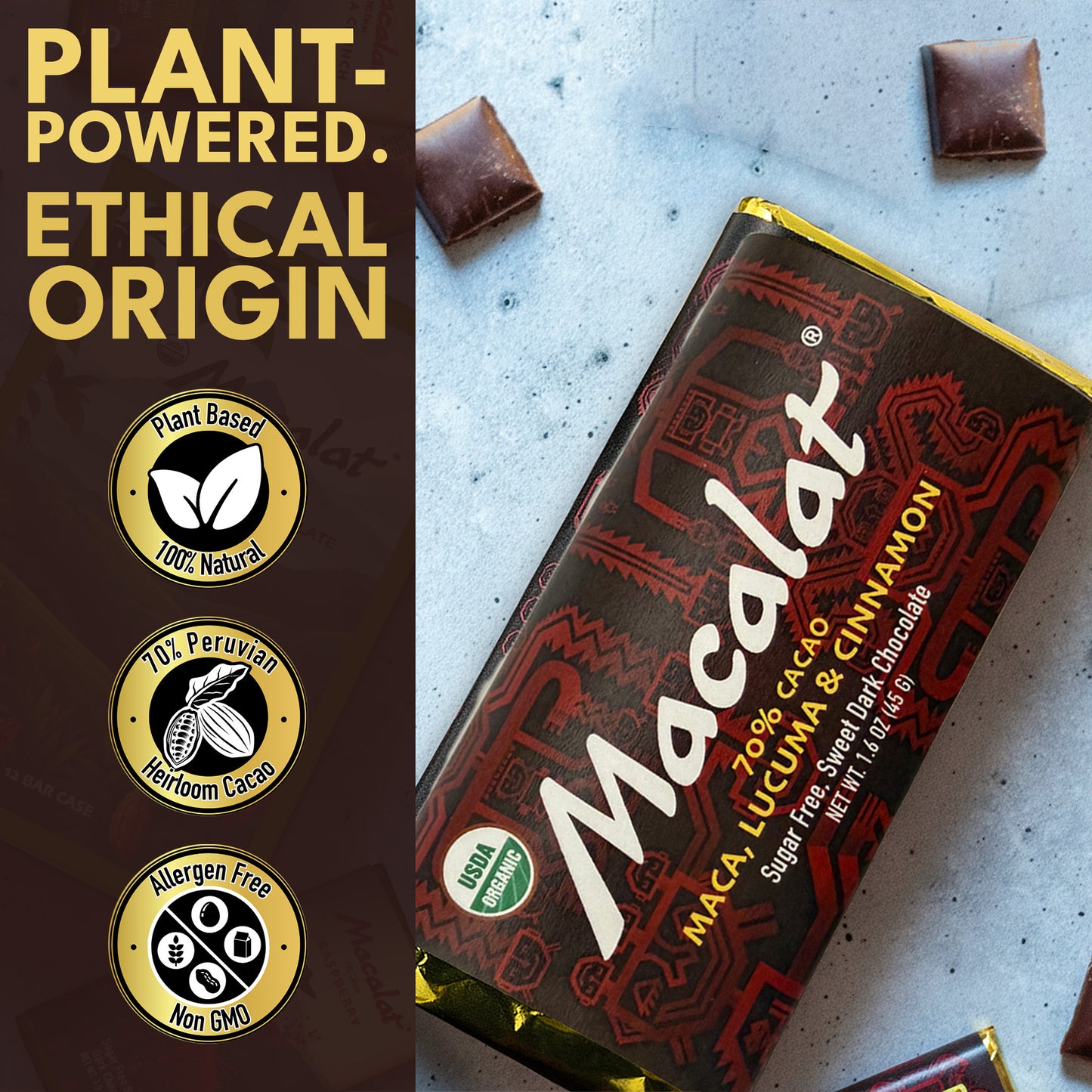 Macalat Organic Sweet Dark Chocolate Bar
