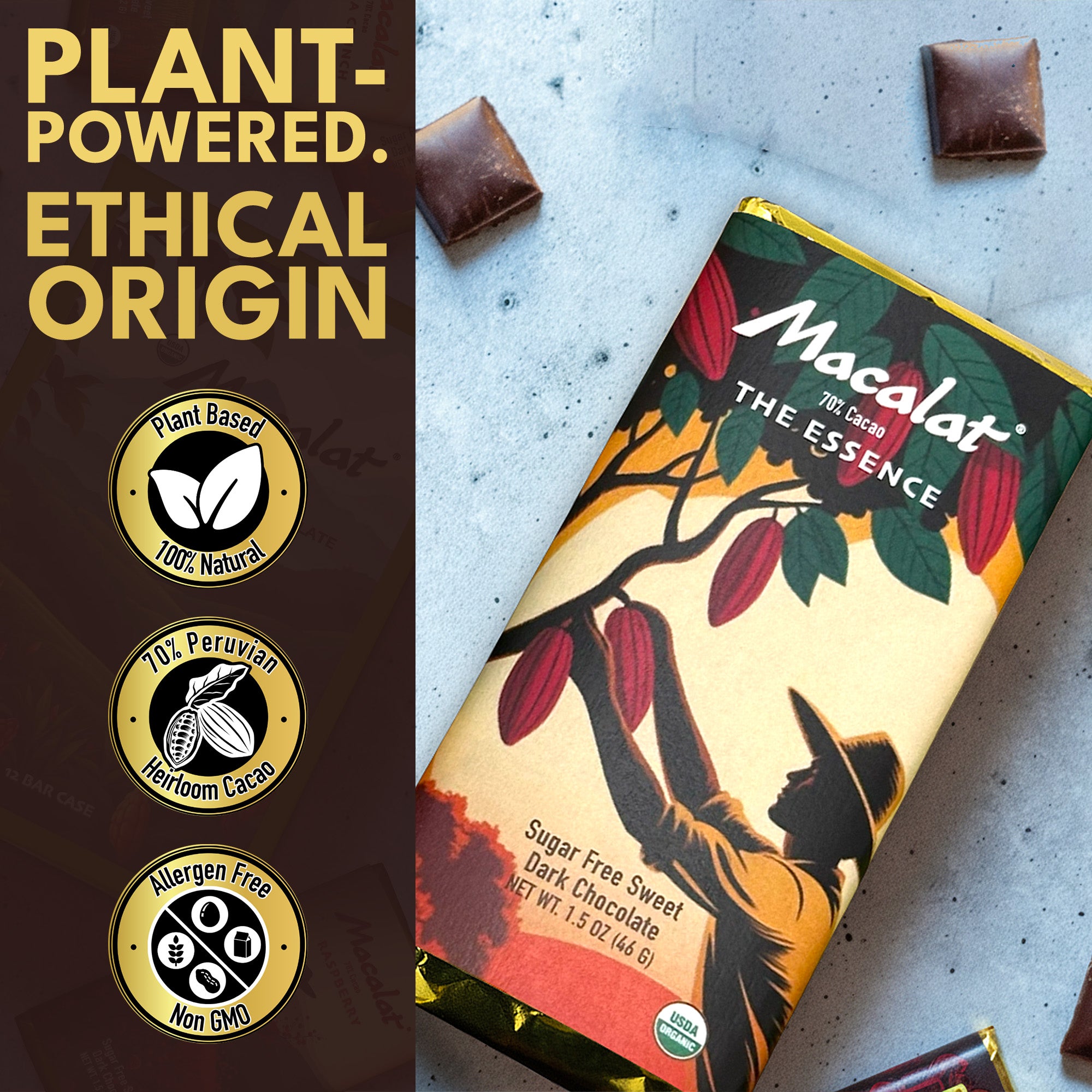 Macalat The Essence Bar - Macalat Sugar Free Sweet Dark Chocolate