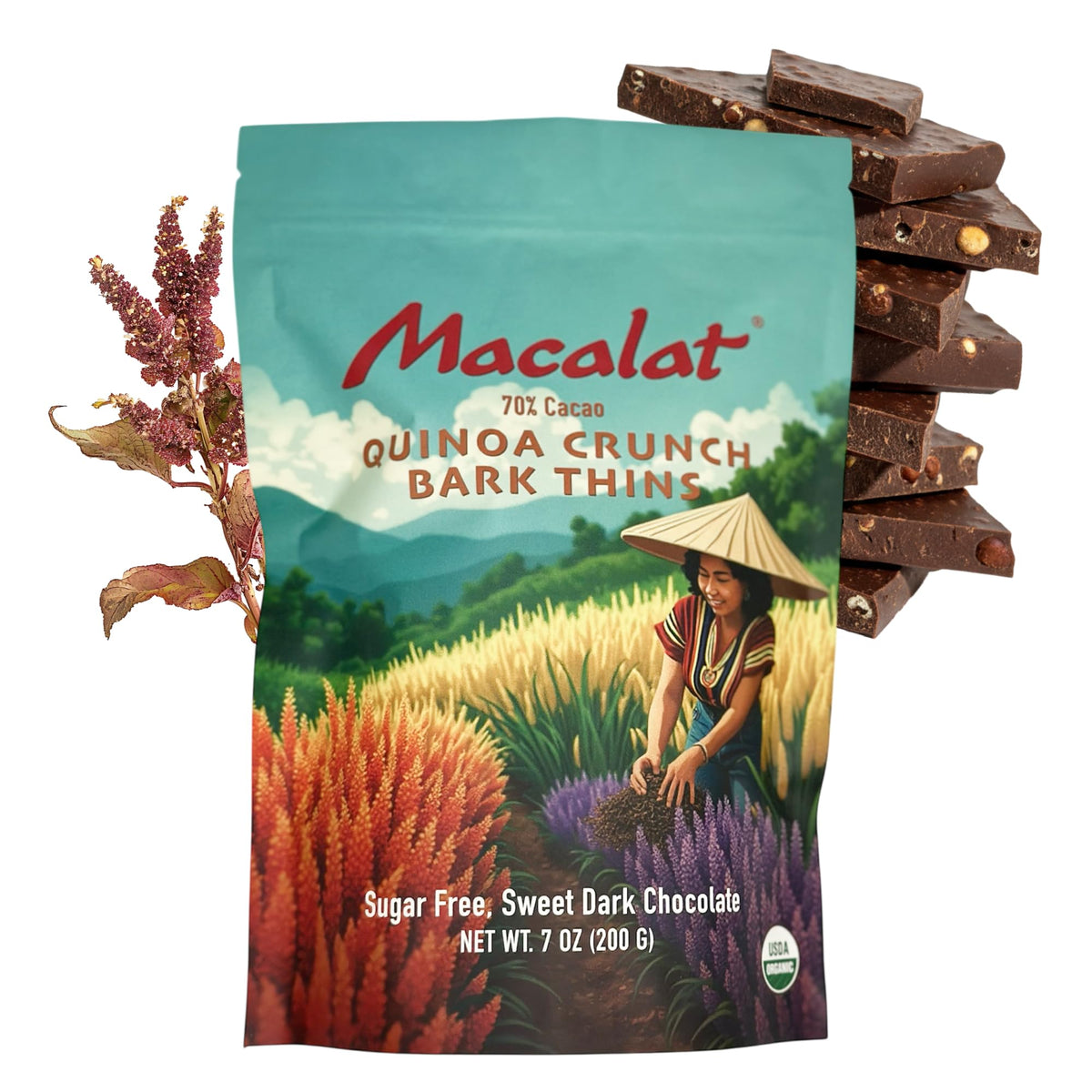 Macalat Quinoa Crunch Bark Thins Pouch